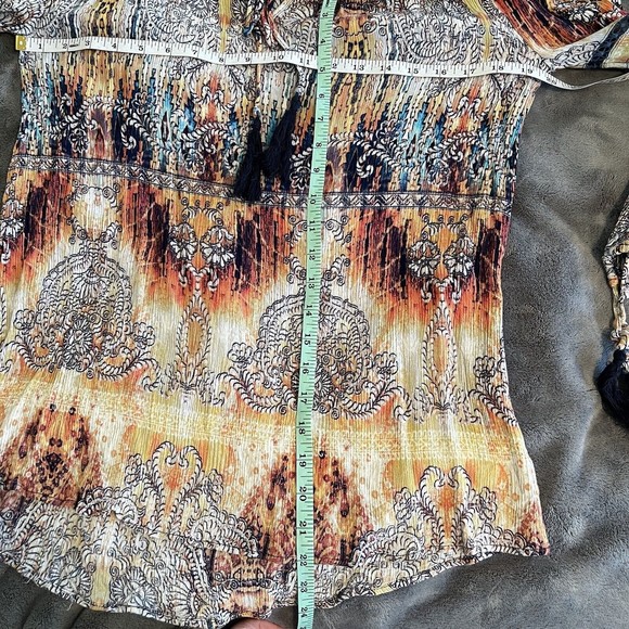 J Roberts Medium Gauze Long Sleeve Boho Hippie Festival Cold Shoulder Top - Picture 11 of 11